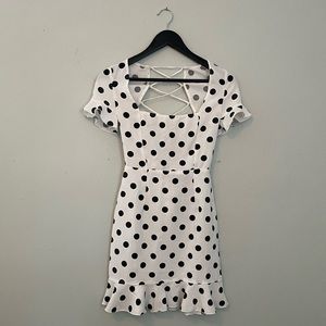 White and black spotty dress, size 0